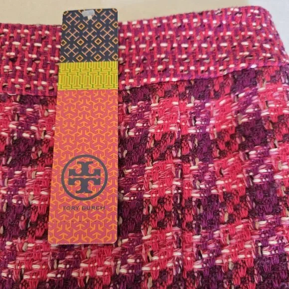 Tory Burch Merlot Multi Tweed Darren Straight Pencil Skirt Size 2 NWT 18121309 - Picture 2 of 11